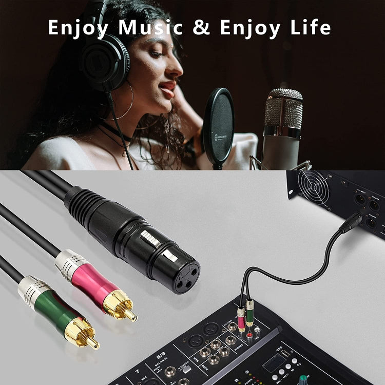 30cm Metal Head 3 Pin XLR CANNON Female to 2 RCA Male Audio Connector Adapter Cable for Microphone / Audio Equipment - Microphone Audio Cable & Connector by buy2fix | Online Shopping UK | buy2fix