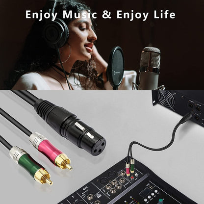 30cm Metal Head 3 Pin XLR CANNON Female to 2 RCA Male Audio Connector Adapter Cable for Microphone / Audio Equipment - Microphone Audio Cable & Connector by buy2fix | Online Shopping UK | buy2fix