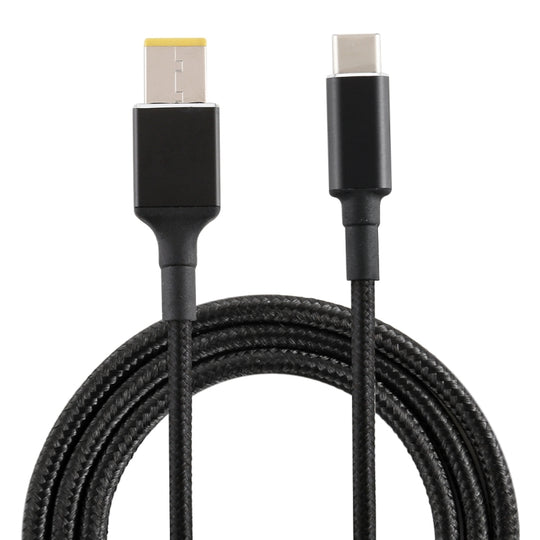 100W Big Square USB Male to USB-C / Type-C Male Nylon Weave Power Charge Cable for Lenovo Thinkpad/ThinkBook/Xiaoxin, Cable Length: 1.7m
