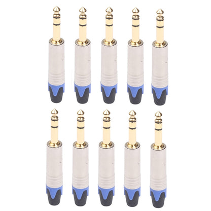 10 PCS TC203N 6.35mm Gold-plated Audio Stereo Connector Welding Plug - Microphone Audio Cable & Connector by buy2fix | Online Shopping UK | buy2fix