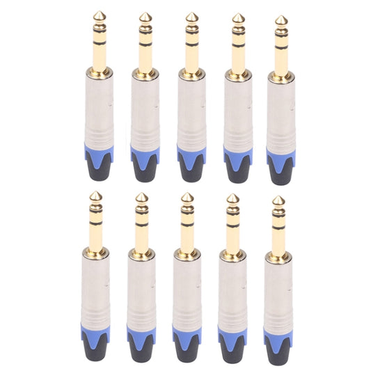 10 PCS TC203N 6.35mm Gold-plated Audio Stereo Connector Welding Plug - Microphone Audio Cable & Connector by buy2fix | Online Shopping UK | buy2fix