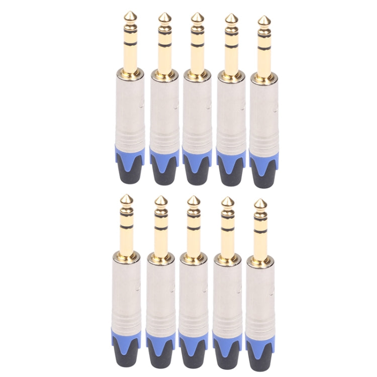 10 PCS TC203N 6.35mm Gold-plated Audio Stereo Connector Welding Plug - Microphone Audio Cable & Connector by buy2fix | Online Shopping UK | buy2fix
