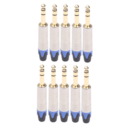 10 PCS TC203N 6.35mm Gold-plated Audio Stereo Connector Welding Plug - Microphone Audio Cable & Connector by buy2fix | Online Shopping UK | buy2fix