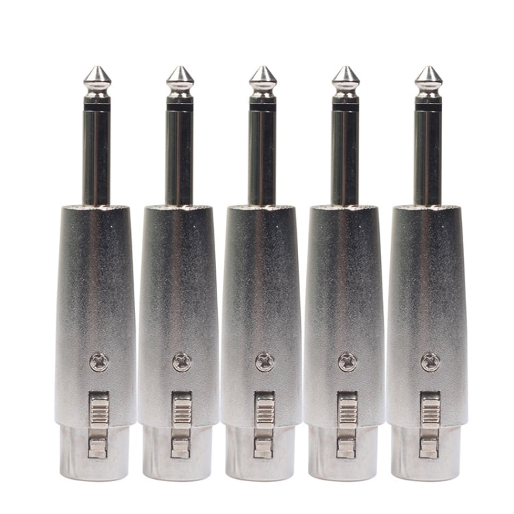 5 PCS LZ1167 6.35mm Single Track Male Head to XRL Female Audio Adapter Plug (Silver) - Microphone Audio Cable & Connector by buy2fix | Online Shopping UK | buy2fix