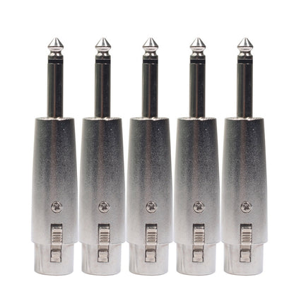 5 PCS LZ1167 6.35mm Single Track Male Head to XRL Female Audio Adapter Plug (Silver) - Microphone Audio Cable & Connector by buy2fix | Online Shopping UK | buy2fix
