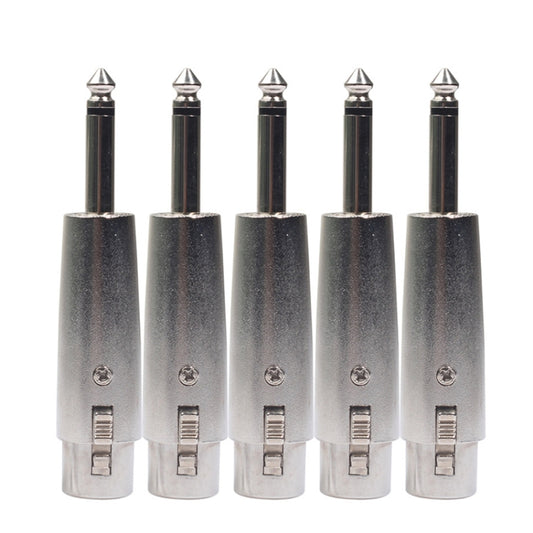5 PCS LZ1167 6.35mm Single Track Male Head to XRL Female Audio Adapter Plug (Silver) - Microphone Audio Cable & Connector by buy2fix | Online Shopping UK | buy2fix