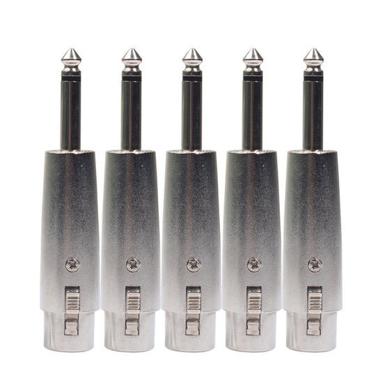 5 pièces LZ1167 6.35mm tête mâle à voie unique vers prise adaptateur Audio femelle XRL (argent)