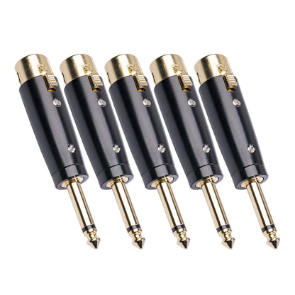 5 PCS LZ1167G 6.35mm Single Track Male Head to XRL Female Audio Adapter Plug (Black) - Microphone Audio Cable & Connector by buy2fix | Online Shopping UK | buy2fix