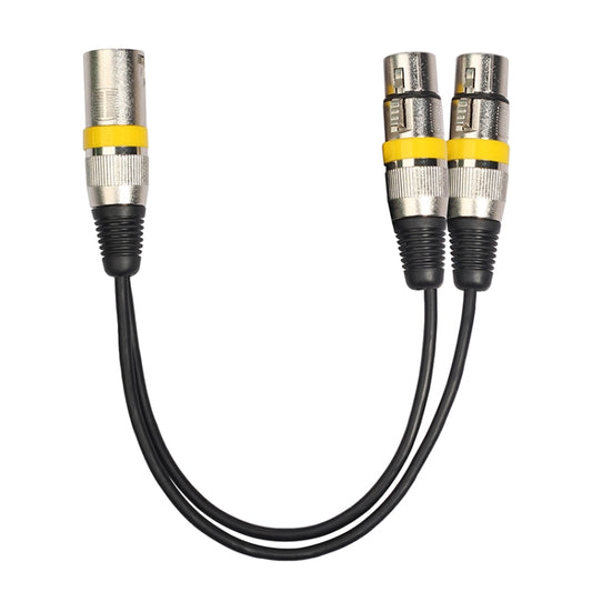 2055MFF-03 2 In1 XLR Male to Double Female Microphone Audio Cable, Length: 0.3m(Yellow) - Microphone Audio Cable & Connector by buy2fix | Online Shopping UK | buy2fix