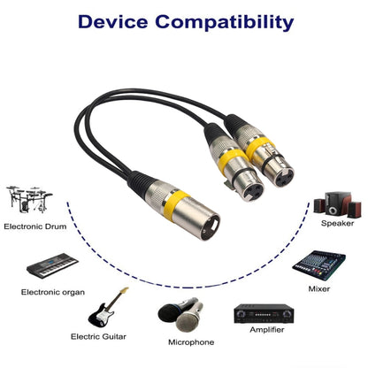 2055MFF-03 2 In1 XLR Male to Double Female Microphone Audio Cable, Length: 0.3m(Red) - Microphone Audio Cable & Connector by buy2fix | Online Shopping UK | buy2fix