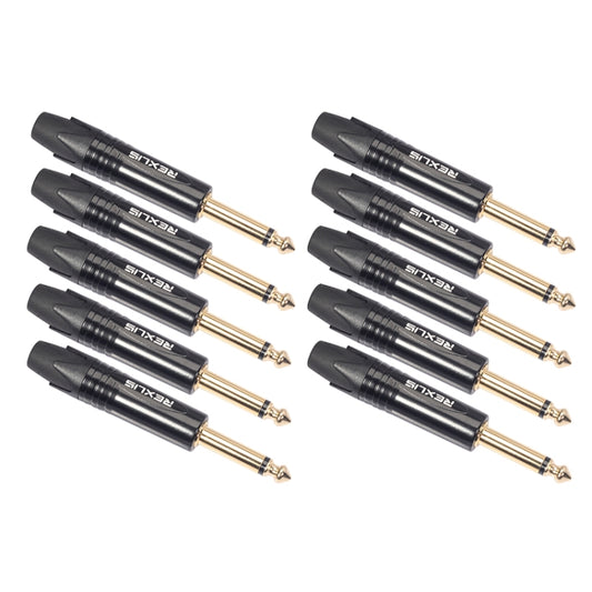 10 PCS TC202 6.35mm Gold-plated Mono Sound Welding Audio Adapter Plug(Black) - Microphone Audio Cable & Connector by buy2fix | Online Shopping UK | buy2fix