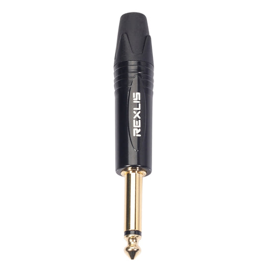 10 PCS TC202 6.35mm Gold-plated Mono Sound Welding Audio Adapter Plug(Black) - Microphone Audio Cable & Connector by buy2fix | Online Shopping UK | buy2fix