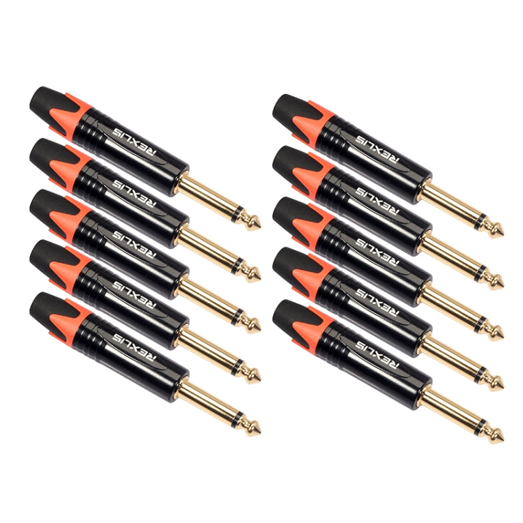 10 PCS TC202 6.35mm Gold-plated Mono Sound Welding Audio Adapter Plug(Orange) - Microphone Audio Cable & Connector by buy2fix | Online Shopping UK | buy2fix