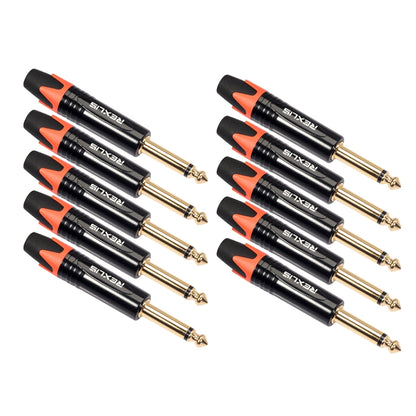 10 PCS TC202 6.35mm Gold-plated Mono Sound Welding Audio Adapter Plug(Orange) - Microphone Audio Cable & Connector by buy2fix | Online Shopping UK | buy2fix