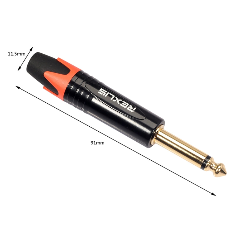 10 PCS TC202 6.35mm Gold-plated Mono Sound Welding Audio Adapter Plug(Orange) - Microphone Audio Cable & Connector by buy2fix | Online Shopping UK | buy2fix