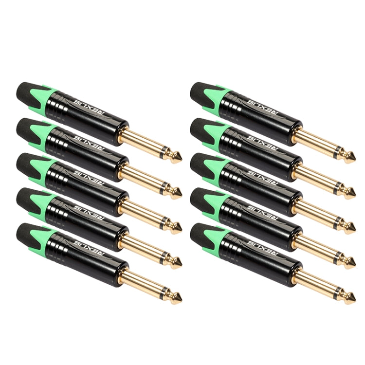 10 PCS TC202 6.35mm Gold-plated Mono Sound Welding Audio Adapter Plug(Green) - Microphone Audio Cable & Connector by buy2fix | Online Shopping UK | buy2fix