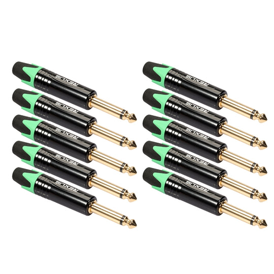 10 pièces TC202 6.35mm plaqué or Mono son soudage adaptateur Audio prise (vert)