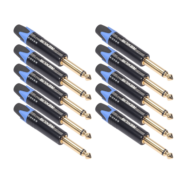 10 PCS TC202 6.35mm Gold-plated Mono Sound Welding Audio Adapter Plug(Blue) - Microphone Audio Cable & Connector by buy2fix | Online Shopping UK | buy2fix