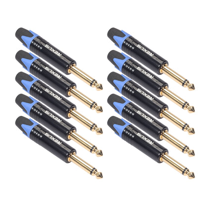 10 PCS TC202 6.35mm Gold-plated Mono Sound Welding Audio Adapter Plug(Blue) - Microphone Audio Cable & Connector by buy2fix | Online Shopping UK | buy2fix