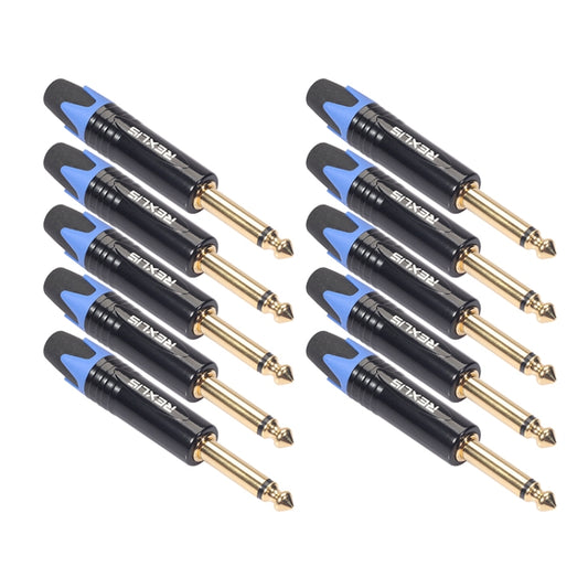10 PCS TC202 6.35mm Gold-plated Mono Sound Welding Audio Adapter Plug(Blue) - Microphone Audio Cable & Connector by buy2fix | Online Shopping UK | buy2fix