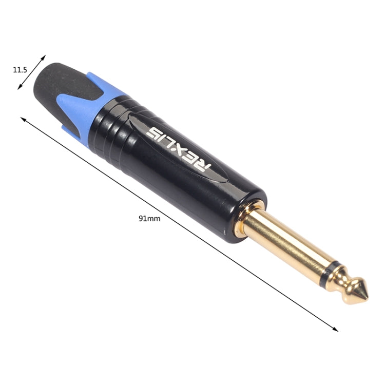 10 PCS TC202 6.35mm Gold-plated Mono Sound Welding Audio Adapter Plug(Blue) - Microphone Audio Cable & Connector by buy2fix | Online Shopping UK | buy2fix