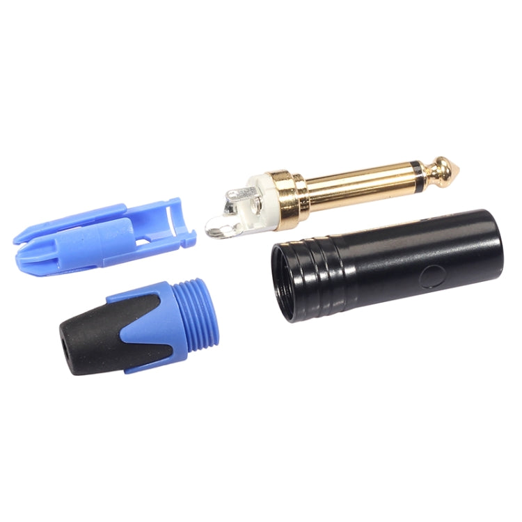 10 PCS TC202 6.35mm Gold-plated Mono Sound Welding Audio Adapter Plug(Blue) - Microphone Audio Cable & Connector by buy2fix | Online Shopping UK | buy2fix