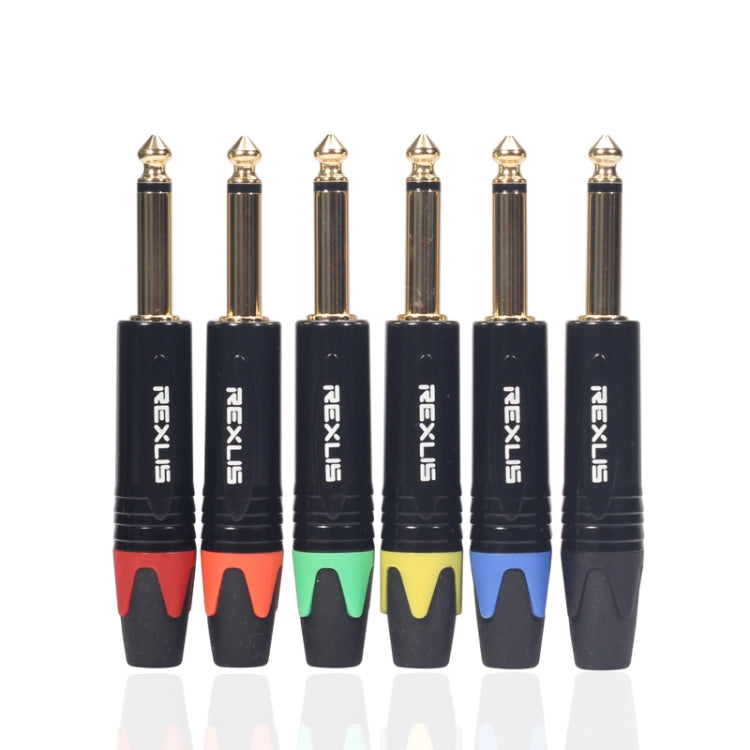 10 PCS TC202 6.35mm Gold-plated Mono Sound Welding Audio Adapter Plug(Blue) - Microphone Audio Cable & Connector by buy2fix | Online Shopping UK | buy2fix