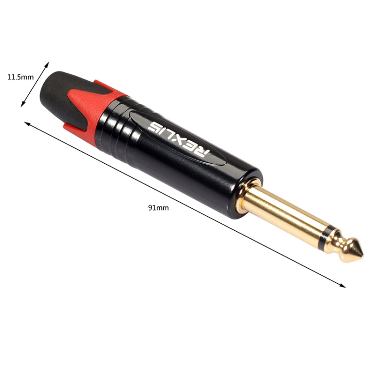 10 PCS TC202 6.35mm Gold-plated Mono Sound Welding Audio Adapter Plug(Red) - Microphone Audio Cable & Connector by buy2fix | Online Shopping UK | buy2fix