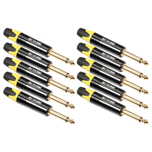 10 PCS TC202 6.35mm Gold-plated Mono Sound Welding Audio Adapter Plug(Yellow) - Microphone Audio Cable & Connector by buy2fix | Online Shopping UK | buy2fix