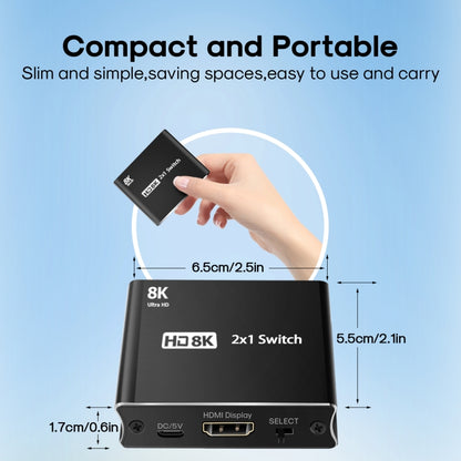 NK-W80 8K UHD HDMI 2X1 One-way Switch by buy2fix