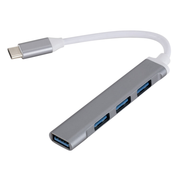 C809 USB 3.0 x 1 + USB 2.0 x 3 to USB-C / Type-C Multi-function Splitter HUB Adapter (Grey) by buy2fix