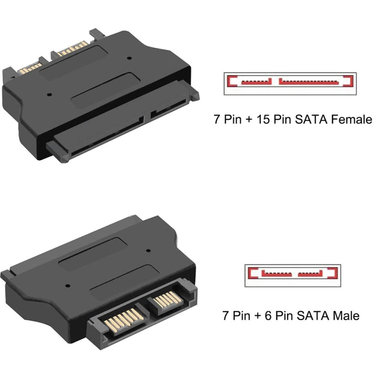 SATA 22 Pin Female to SLIMLINE SATA 13 Pin Male Adapter by buy2fix
