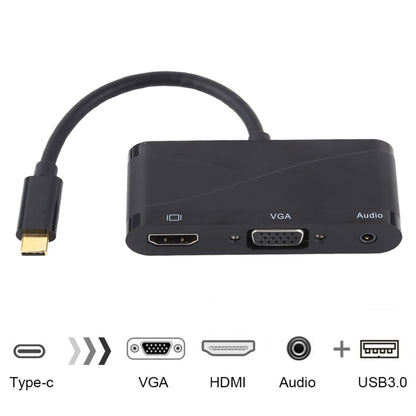 USB 2.0 + Audio Port + VGA + HDMI to USB-C / Type-C HUB Adapter (Black) by buy2fix