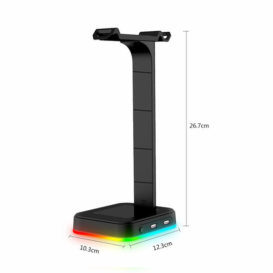 RGBD9 Colorful Glowing Gaming Headset Display Stand with Charging + Data Transmission Dual USB Interface (Black) - Anti-lost & Holder by buy2fix | Online Shopping UK | buy2fix