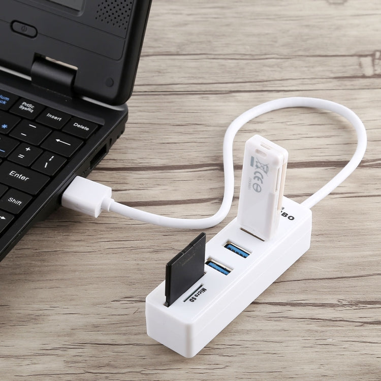 2 in 1 TF / SD Card Reader + 3 x USB 3.0 Ports to USB 3.0 HUB Converter, Cable Length: 26cm(White) by buy2fix