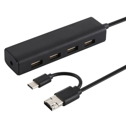 3 in 1 USB-C / Type-C + Micro USB + 4 x USB 2.0 Ports HUB Converter, Cable Length: 12cm(Black) by buy2fix