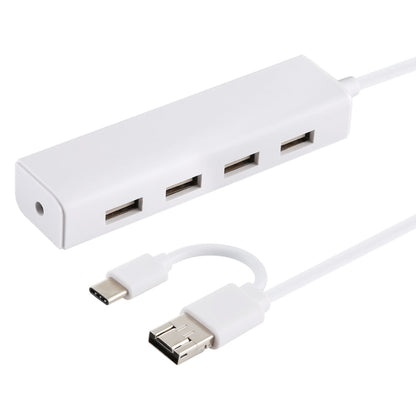 3 in 1 USB-C / Type-C + Micro USB + 4 x USB 2.0 Ports HUB Converter, Cable Length: 12cm(White) by buy2fix