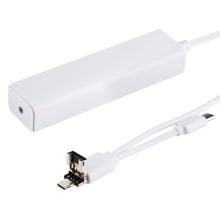 3 in 1 USB-C / Type-C + Micro USB + 4 x USB 2.0 Ports HUB Converter, Cable Length: 12cm(White) by buy2fix