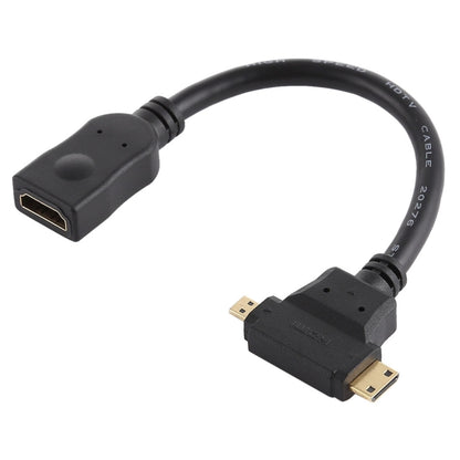 HDMI Female to Mini HDMI + Micro HDMI T Shape Cable(Black) by buy2fix