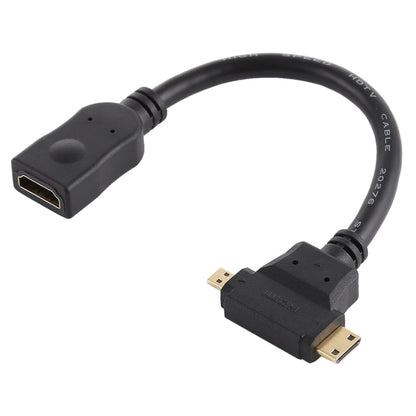 HDMI Female to Mini HDMI + Micro HDMI T Shape Cable(Black) by buy2fix
