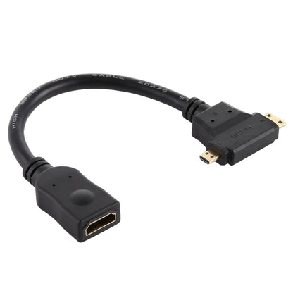 HDMI Female to Mini HDMI + Micro HDMI T Shape Cable(Black) by buy2fix
