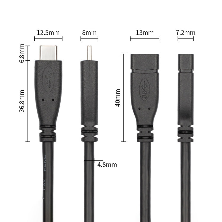 USB 3.1 Type-C / USB-C Male to Type-C / USB-C Female Gen2 Adapter Cable, Length: 50cm by buy2fix