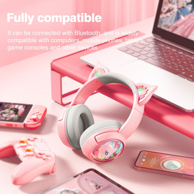 B5 Cat Ear Design USB-C / Type-C RGB Wireless Bluetooth HiFi Headset (Pink) by buy2fix
