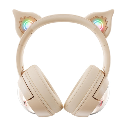 B5 Cat Ear Design USB-C / Type-C RGB Wireless Bluetooth HiFi Headset (Beige) by buy2fix