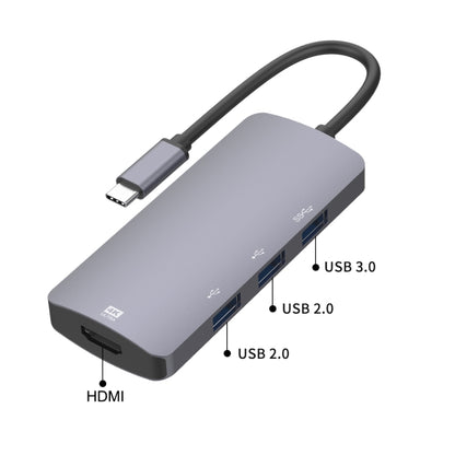 UC912 4 in 1 4K 30Hz USB 3.0 + 2 x USB 2.0 to USB-C / Type-C Multifunctional HUB Adapter by buy2fix