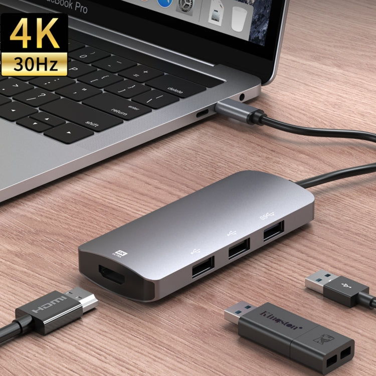 UC912 4 in 1 4K 30Hz USB 3.0 + 2 x USB 2.0 to USB-C / Type-C Multifunctional HUB Adapter by buy2fix