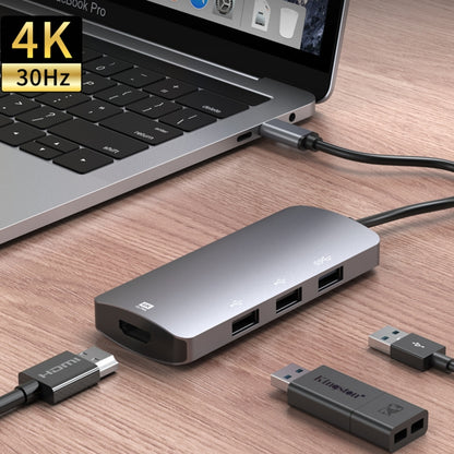 UC912 4 in 1 4K 30Hz USB 3.0 + 2 x USB 2.0 to USB-C / Type-C Multifunctional HUB Adapter by buy2fix