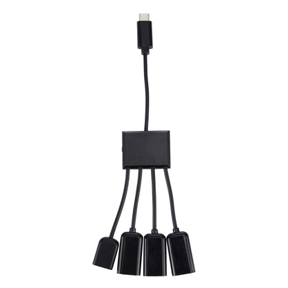 Portable 4 in 1 USB-C / Type-C to 3 Ports USB 2.0 OTG HUB Cable with Micro USB Power Supply - USB HUB by buy2fix | Online Shopping UK | buy2fix