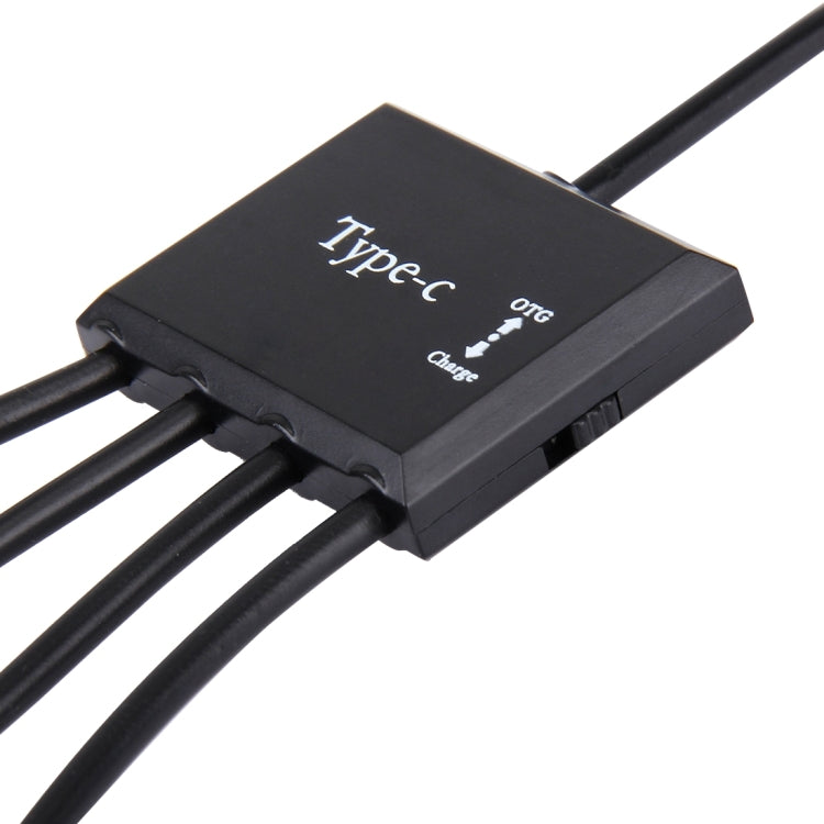 Portable 4 in 1 USB-C / Type-C to 3 Ports USB 2.0 OTG HUB Cable with Micro USB Power Supply - USB HUB by buy2fix | Online Shopping UK | buy2fix