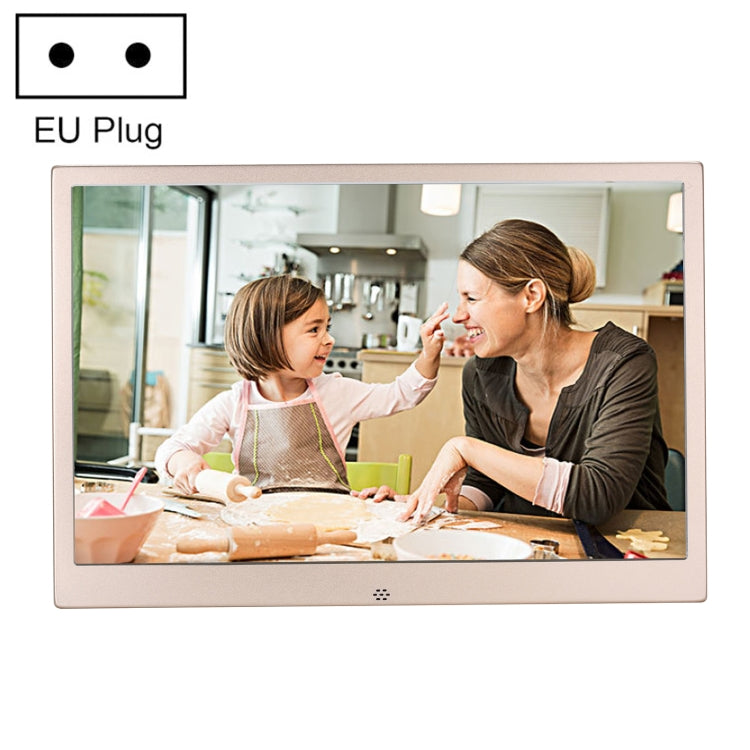 HSD1202 12.1 inch 1280x800 High Resolution Display Digital Photo Frame with Holder and Remote Control, Support SD / MMC / MS Card / USB Port, EU Plug(Gold) - 11-15 inch by buy2fix | Online Shopping UK | buy2fix